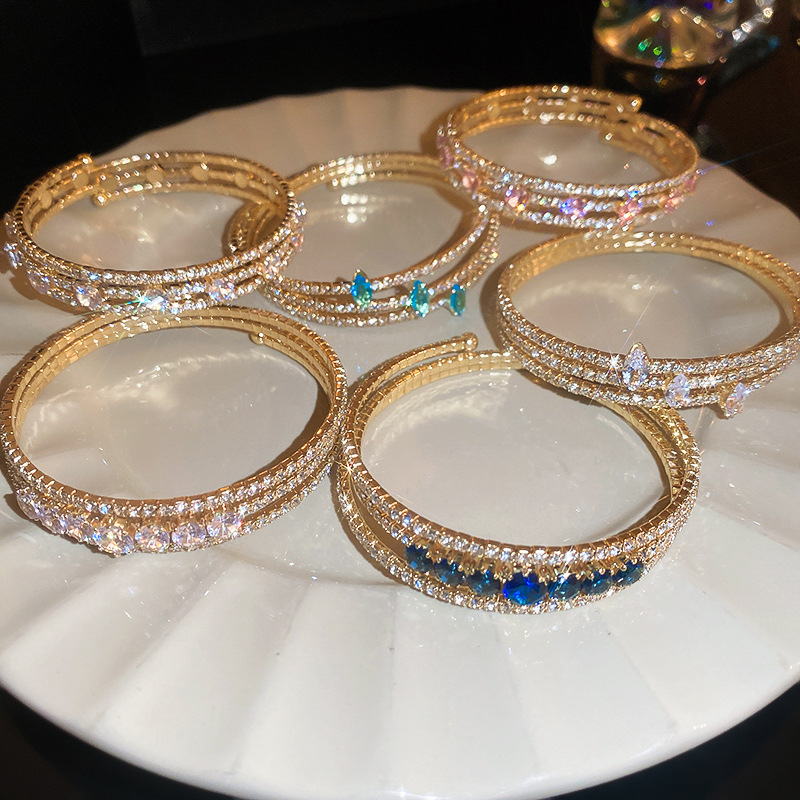 Ice with VVS moissanite Luxury Classic crystal Bracelet for Women Multilayer Bangle Designer Cuff Jewelry Woman Party Gift