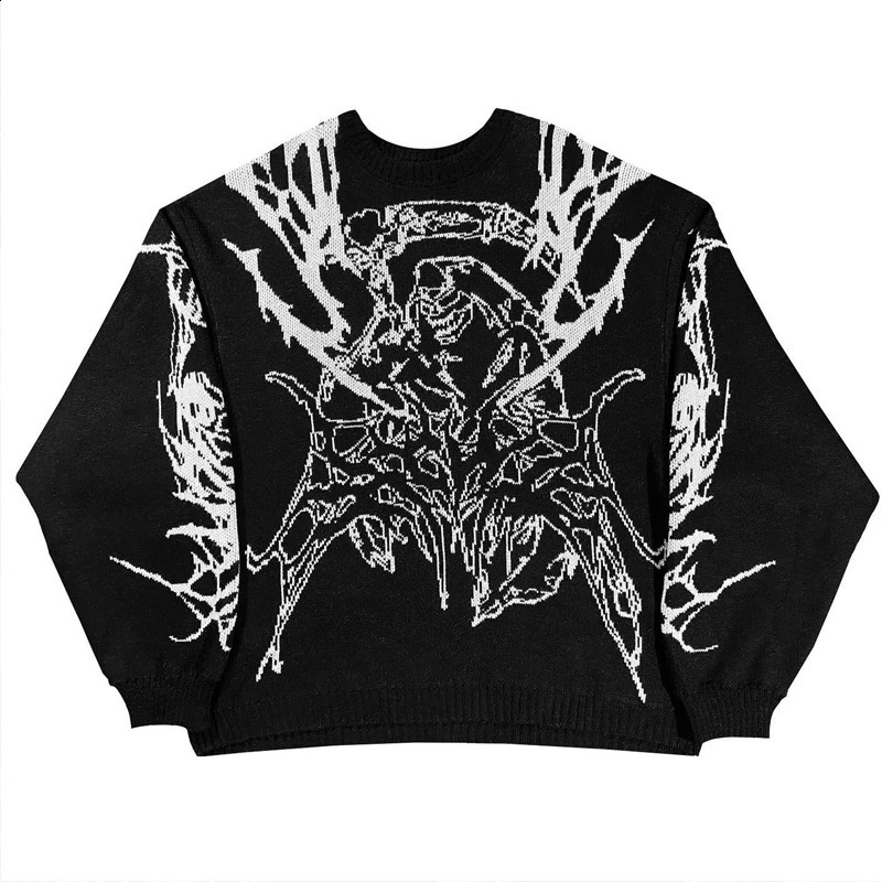 Mens Pullover Cotton Warm Knitted Mens Sweater Round Neck Loose Relaxed Winter Fashion Knitted Jacket Street Clothing Gothic 240821