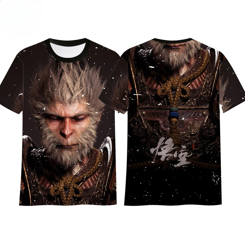 Black Myth Wukong Game Surrounding 3D Cotton Quick Drying Short-sleeved T-shirt Men and Womens Breathable Thin Half Sleeve 240822