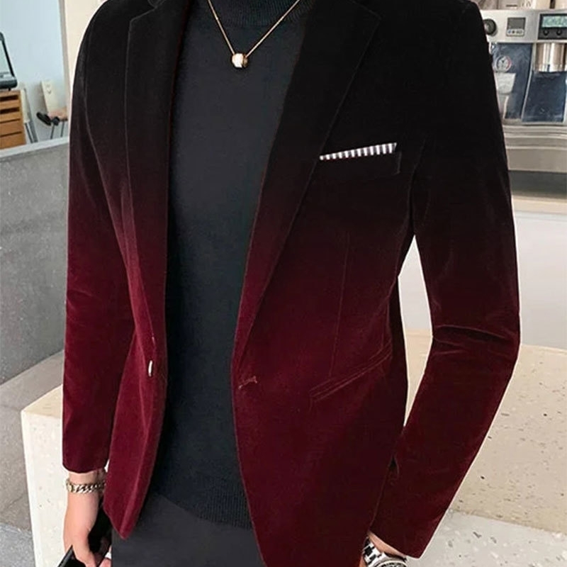 Hommes à collier commercial formel en velours en velours bandoulière de mode gradient unique veste à coffre pour hommes 240821