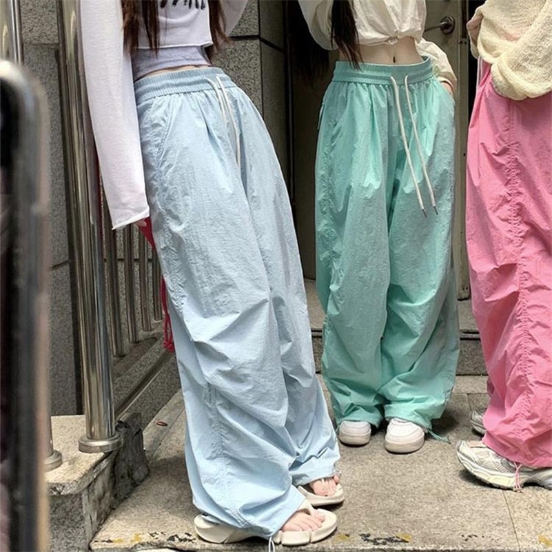 Xpqbb Candy Colors Femmes Parachute Pantalon Taille Haute Baggy Jogger Y2K Pantalon De Survêtement Femme Harajuku Streetwear Pantalon Large 24082