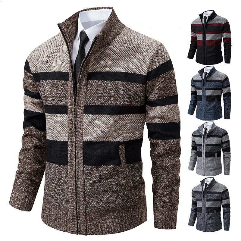 Winter cardigan wool sweater for mens spring/summer collection Korean trend stand up collar casual sweater Hombre Jumpers 240822
