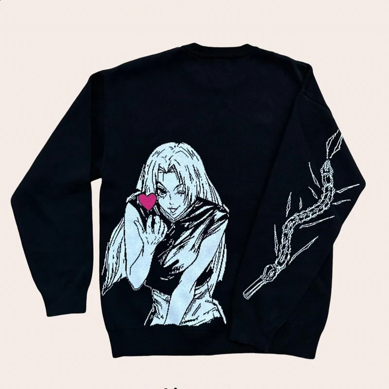 Y2K Harajuku Fashion Hip-hop Street Gothic Wool Retro Long Sleeve Pullover Sweater Mens Womens Knitted Sweater EMO 240821
