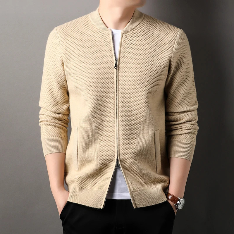 Men Casual Zipper Fashion Casual Vintage Knitted Sweater Cardigan Jacket Man Knitwear Coat Outerwear Mens Clothes 240821