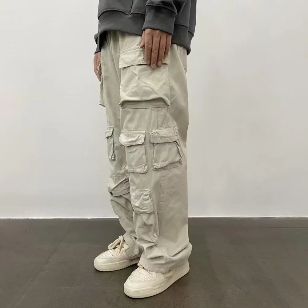 Pantalon de couleur des hommes un pantalon de cargaison unisexe polyvalent avec taille réglable plusieurs poches pour le streetwear voyage en ple