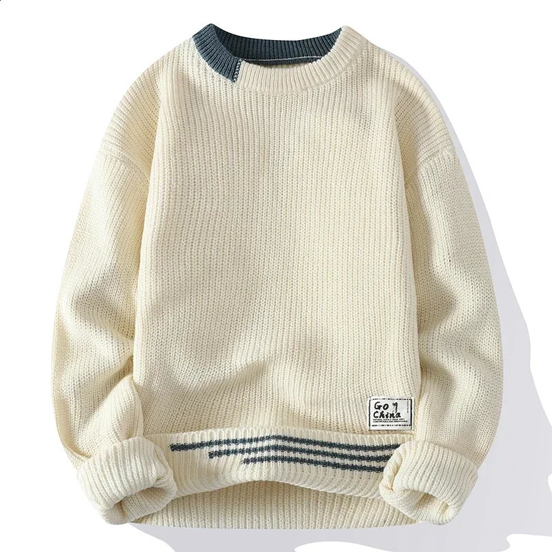 Men Vintage Twist Sweater Round Neck Male Fit Knitted Pullover Loose Harajuku Mens Retro Sweaters Multicolors 240821