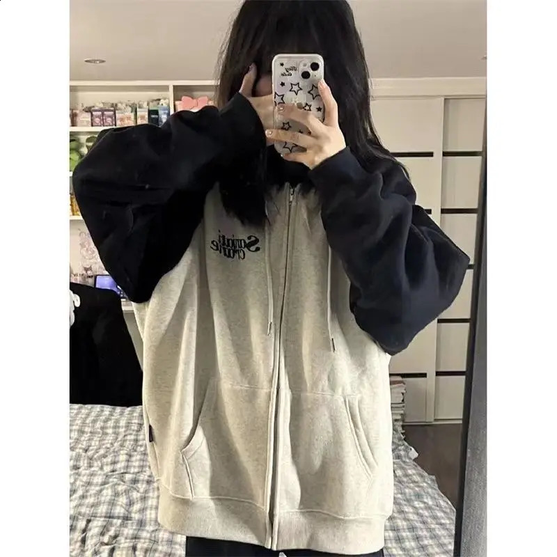 Deeptown Vintage Hoodies Femmes décontractées de style coréen de coréen surdimension