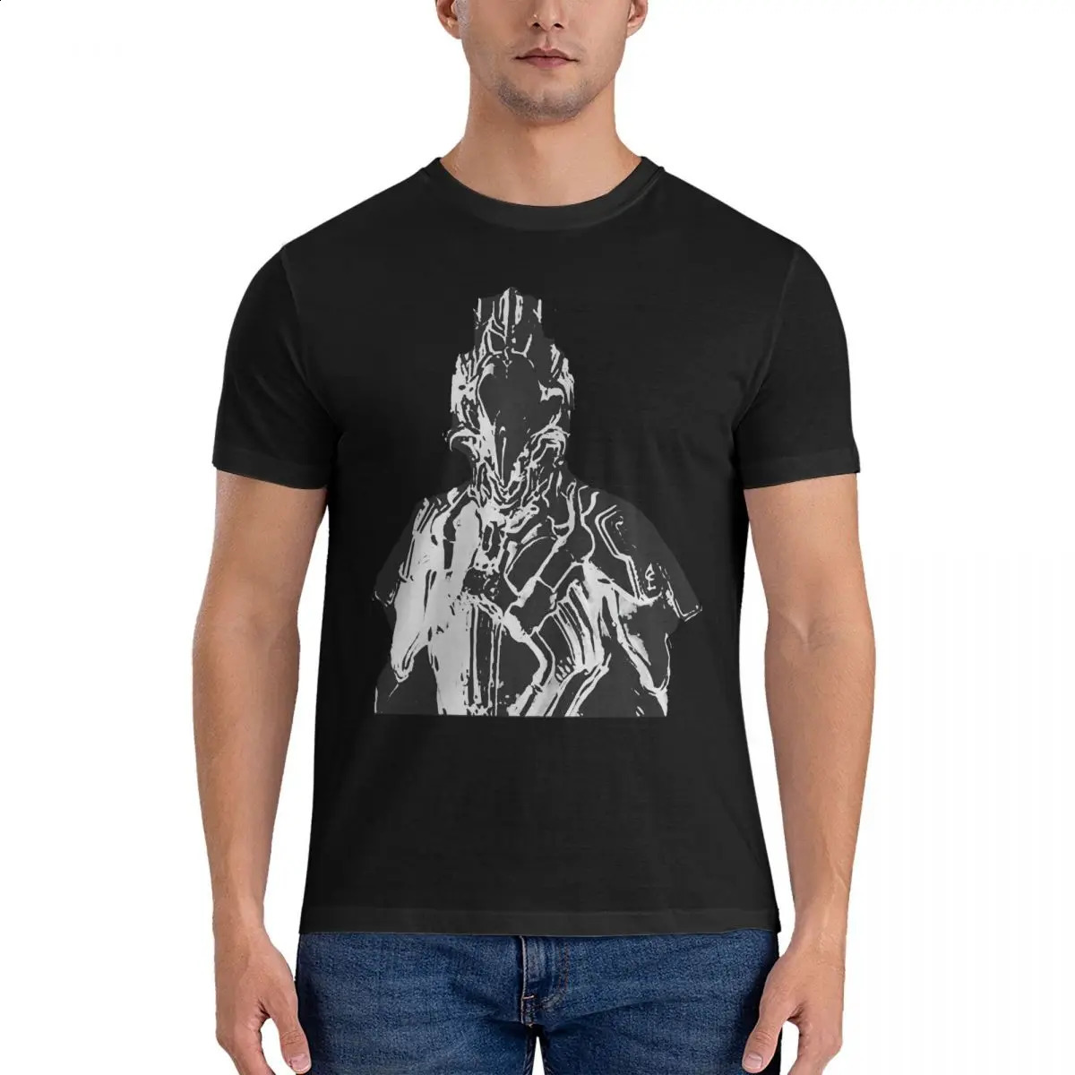 Vintage Silhouette Warframe Fan- T-shirts For Men Crewneck 100% coton T-shirt noir Myth Wukong à manches courtes Gift 240822