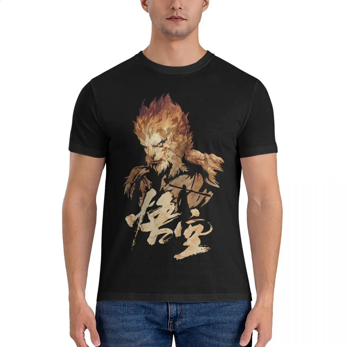 Les t-shirts les plus de jeu pour hommes mythes noir wukong nouveauté de coton o cou de couches à manches courtes t-shirts classiques Tops 240822