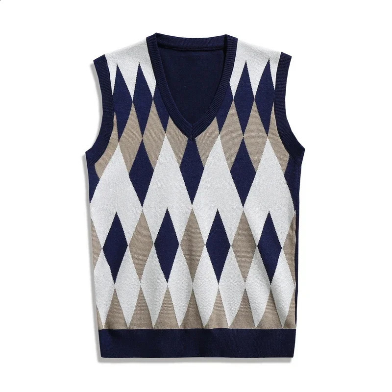 Mens Retro Striped Knitted Vest for Spring and Autumn Loose Layered Sleeveless Camisole Sweater 240821