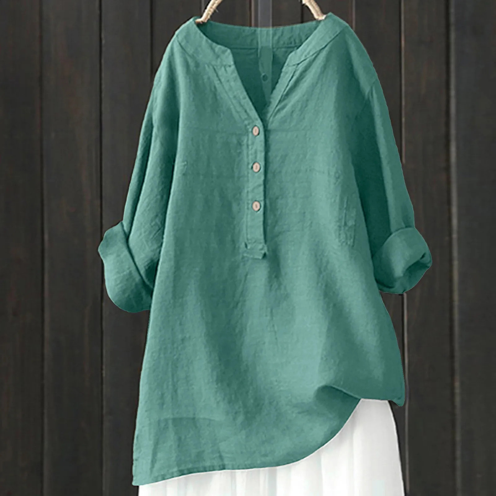 Plus Size 5XL Casual Loose Cotton Linen Blouse Shirt Women Long Sleeved Oversize Vintage Blusas Spring Summer 2024 240821