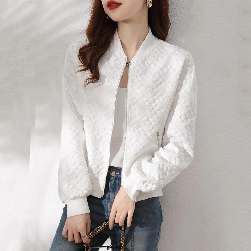 Spring and Autumn Womens Jacket Korean Casual Zipper Short Open Woolen Sweater Womens Loose Fashion Baseball Uniform Womens Coat 240822