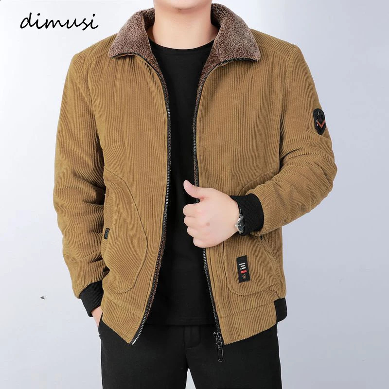 DIMUSI winter mens bomber jacket fashionable mens Corduroy cotton warm pad jacket casual jacket jacket mens clothing 240822
