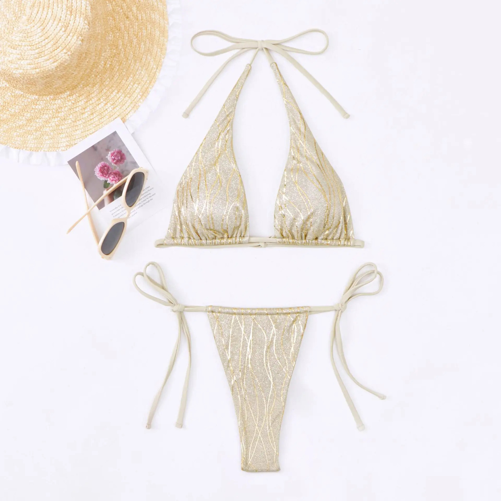 Sexy or Bikinis femme paillettes maillot de bain maillot de bain pour femme femmes string féminin Bikini ensemble 2 pièces plage porter maillot d