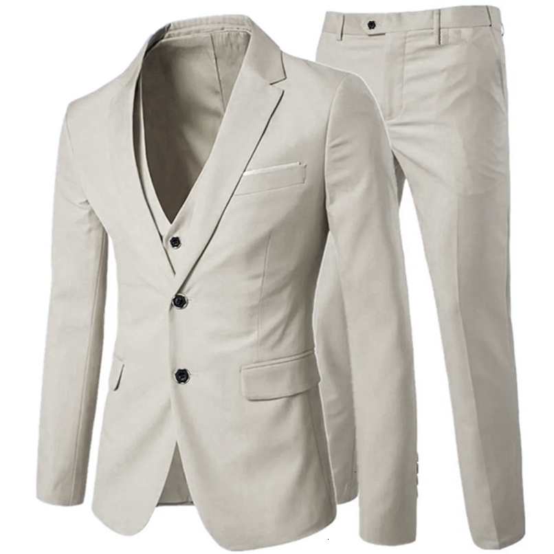 Sports jacket pants business gentleman 3-piece set/grooms wedding set classic solid ultra-thin dress mens high-end jacket Trouser 240821 ww