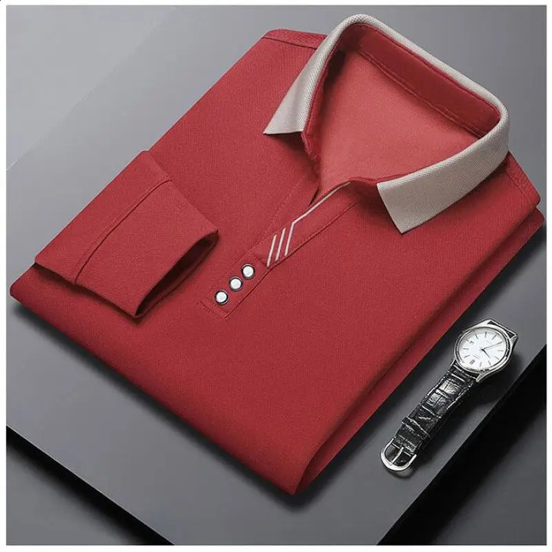 Spring and Summer Leisure Business Simple Solid Color Loose Oversize Polo Shirt with Polo Collar Long Sleeves for Men 240821