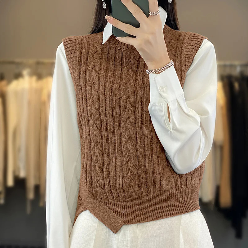 womens cashmere vest pullover sweater womens sweater vest sleeveless cashmere sweater O-neck sweater top vest 240822