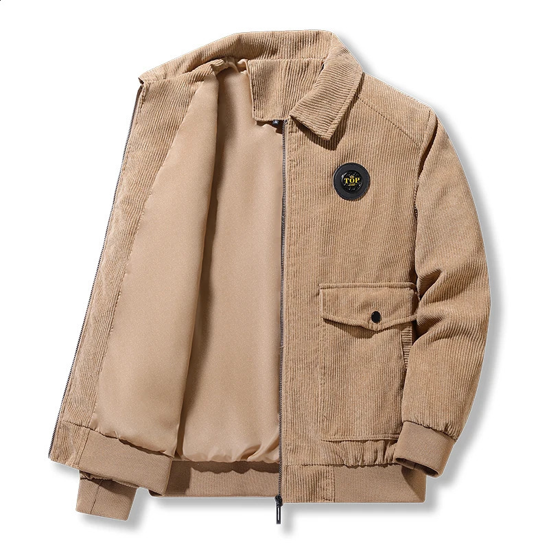 Spring and summer Corduroy stand up collar high-quality elastic lapel windproof jacket casual solid color zipper jacket 240822