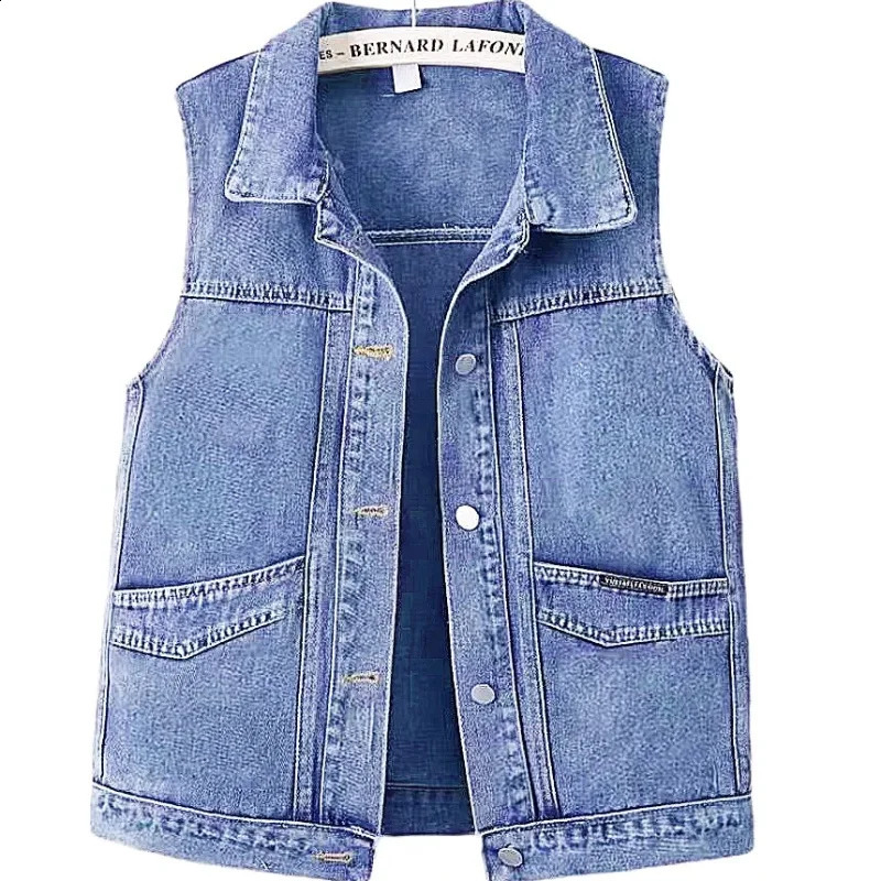 Large Size Vintage Denim Waistcoat Lady Outerwear Vests For Women Loose Sleeveless Vest Jacket Outside The Top Chaleco Mujer 240822