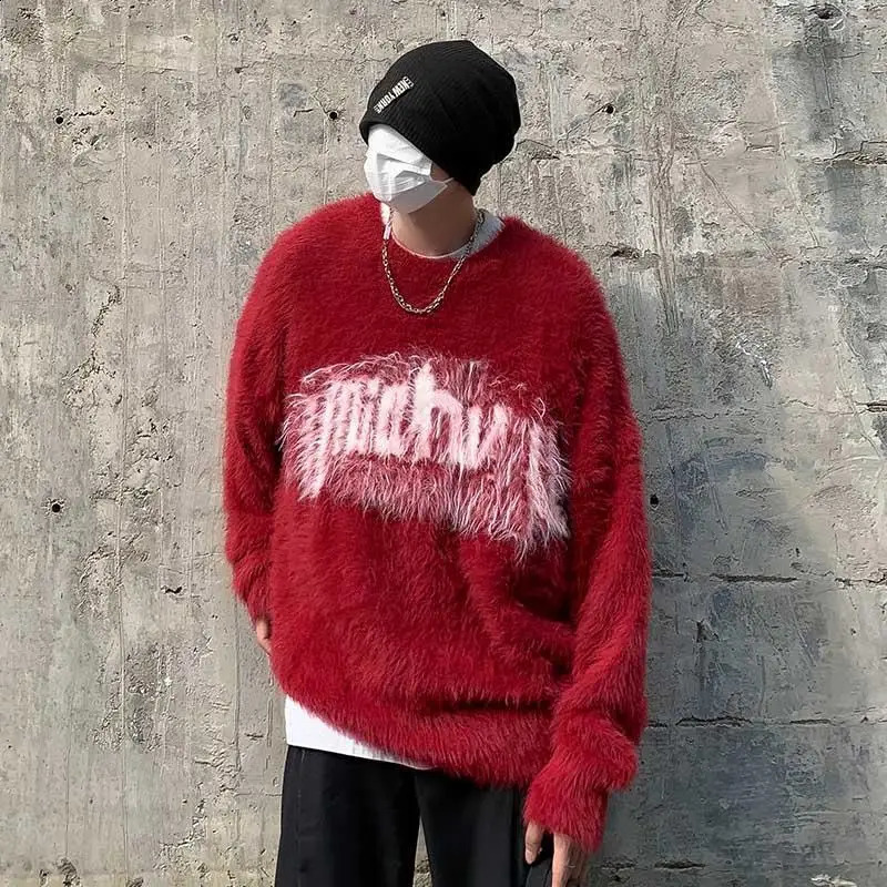 Pull floral à col rond Harajuku épais décontracté floral jeunesse japonais tricot pull rétro à manches longues vêtements pour hommes 240907