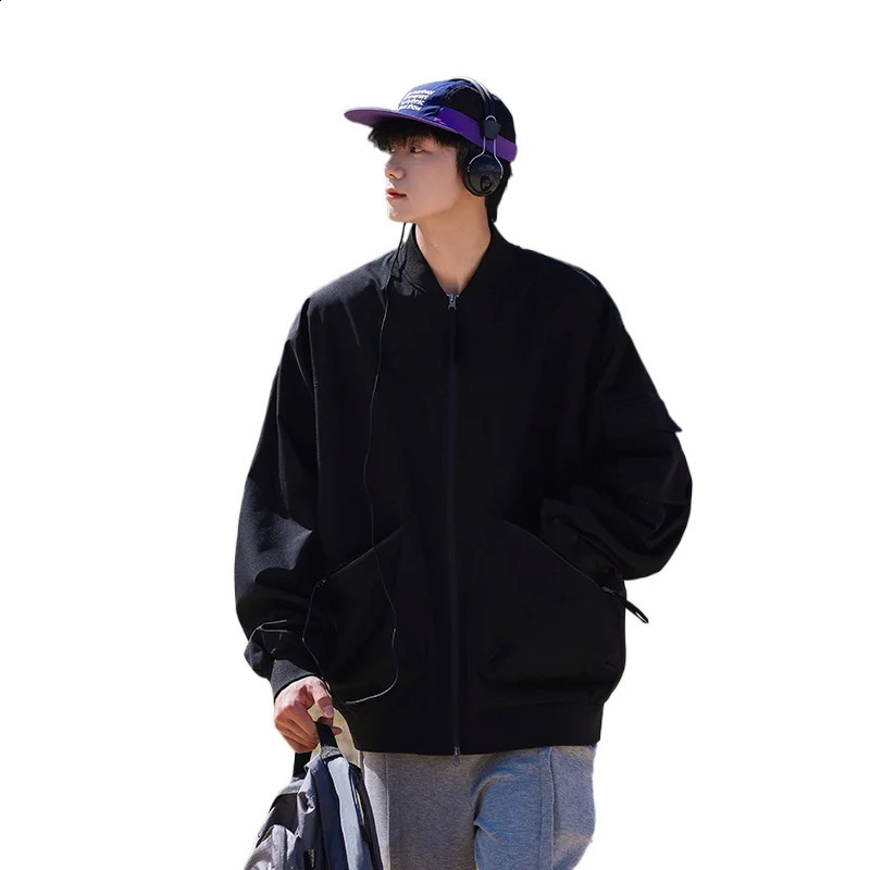 Mens Jacket Spring Autumn Loose Casual Stand Collar Solid Zipper Jacket for Men Streetwear Coat Cazadoras De Hombre Invierno 240822