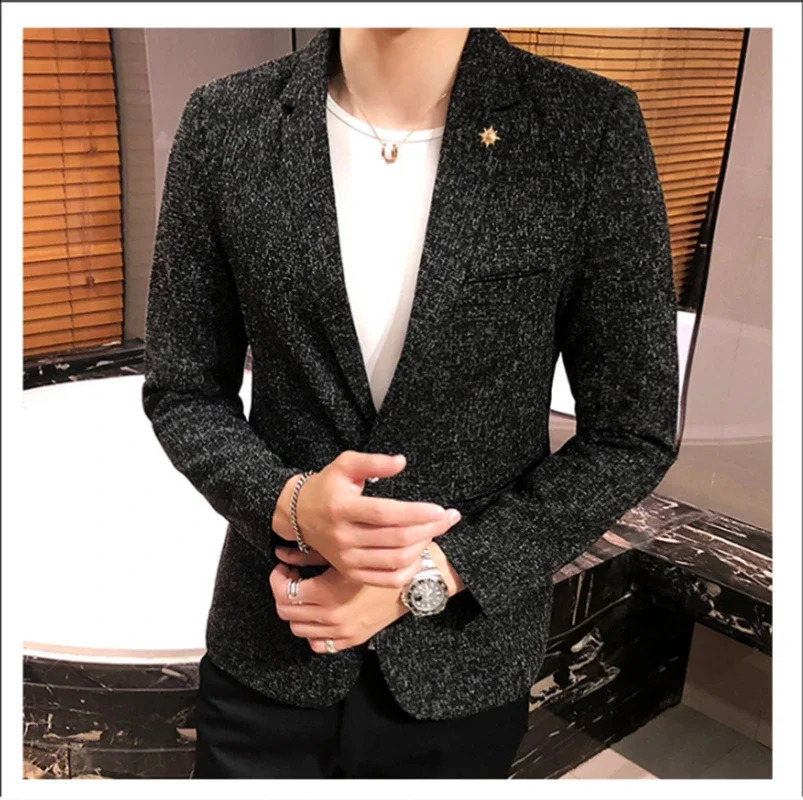 Boutique Mens Solid Color British Style Fashion Casual Business Job Interview Gentleman Party Man Dress Suit Blazer 240821