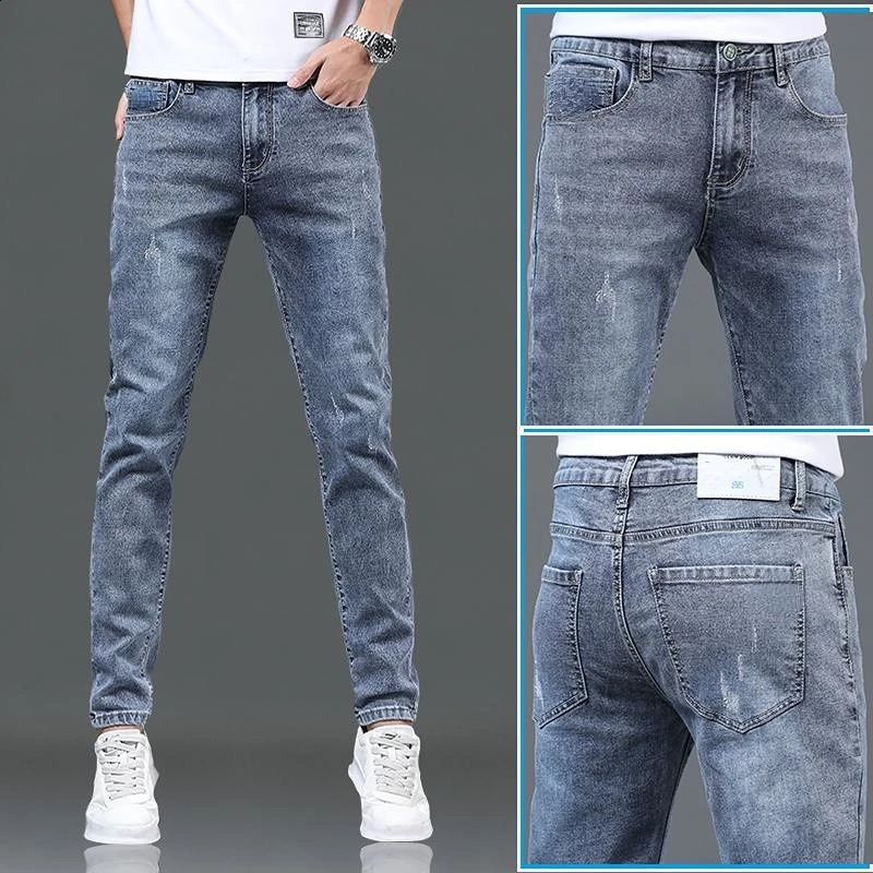 Spring automne slim bleu jeans cowboy lavage coréen de style coréen Hip Hop Élégant pantalon skinny de la mode en denim 240822