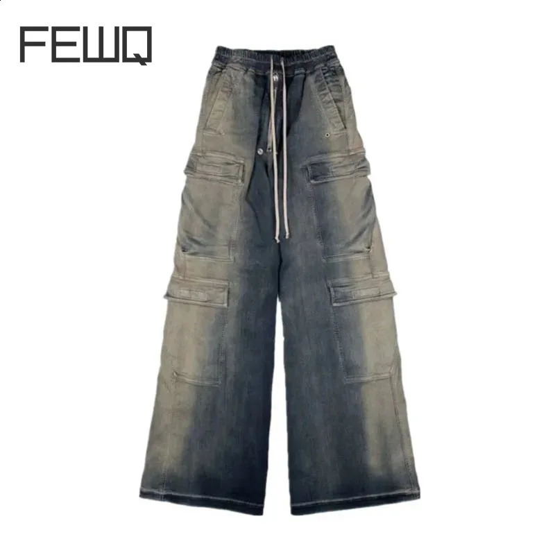 Pantalon de cargaison de cargaison de cargaison de cargais de cargais bleu lavé à jambe large lavée