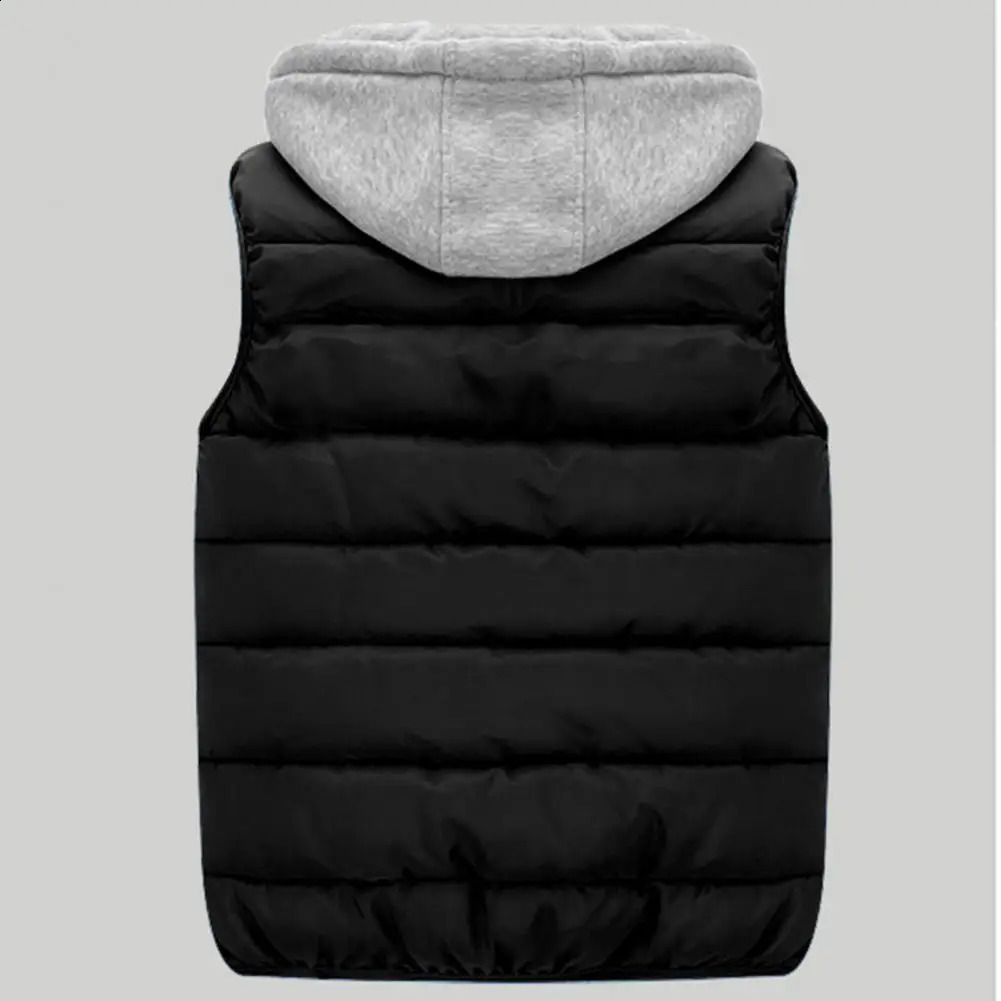 Thick Vest Waterproof Sleeveless Hooded Mens Winter Warm Casual Cold Jacket for Autumn Outdoor Activities 240822