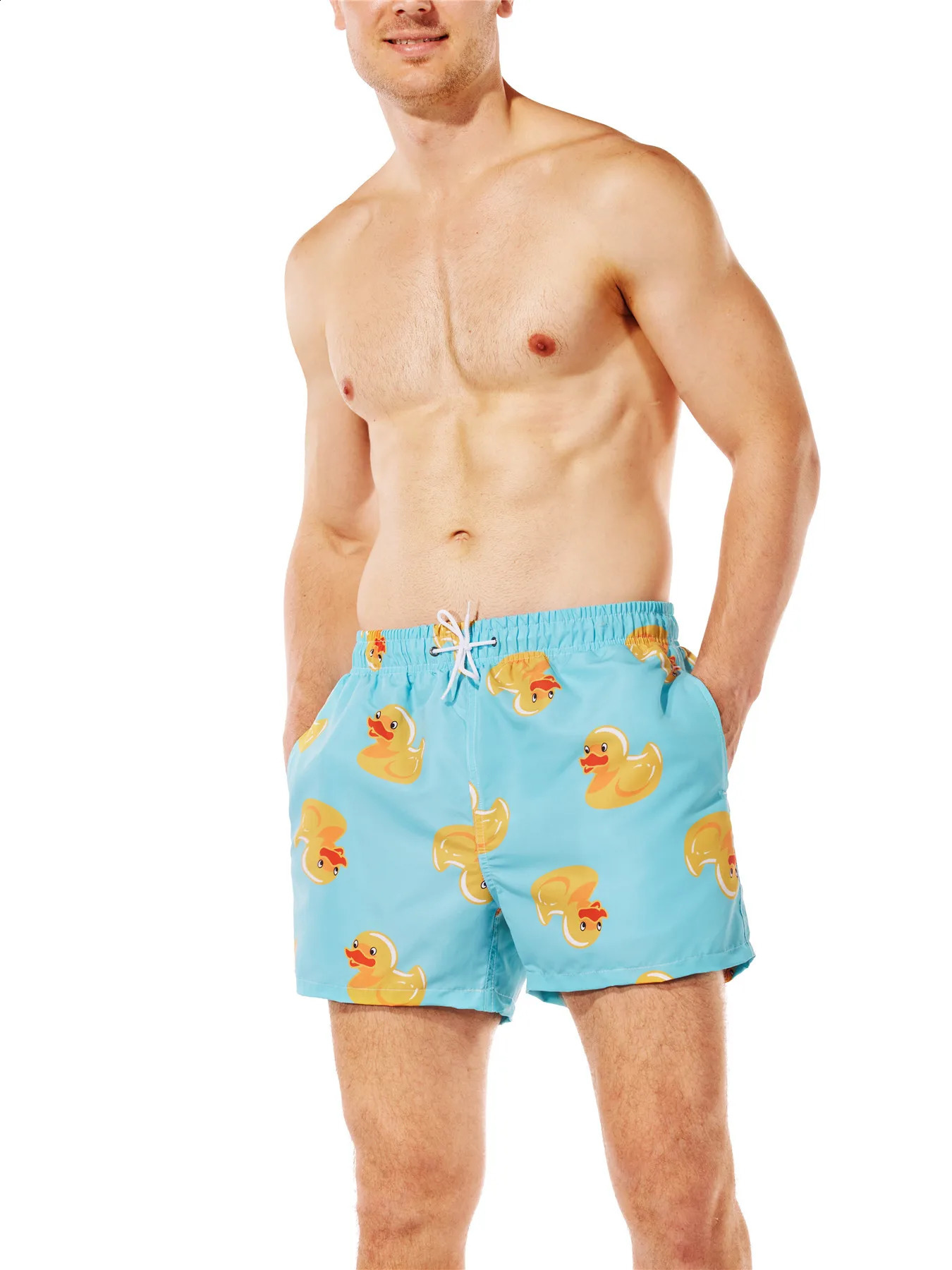 Trunks de natation pour hommes courts shorts de baignade drôles avec doublure en maille y240823