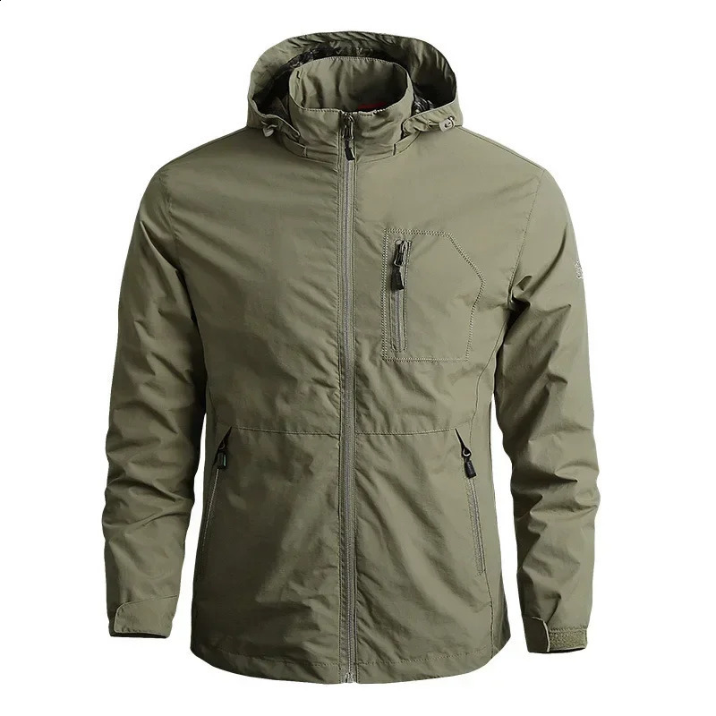Mens Jackets Waterproof Sports Elastic Coat Male Clothing Thin Overcoat Military Hooded Jacket Windbreaker Outdoor Camping 240823