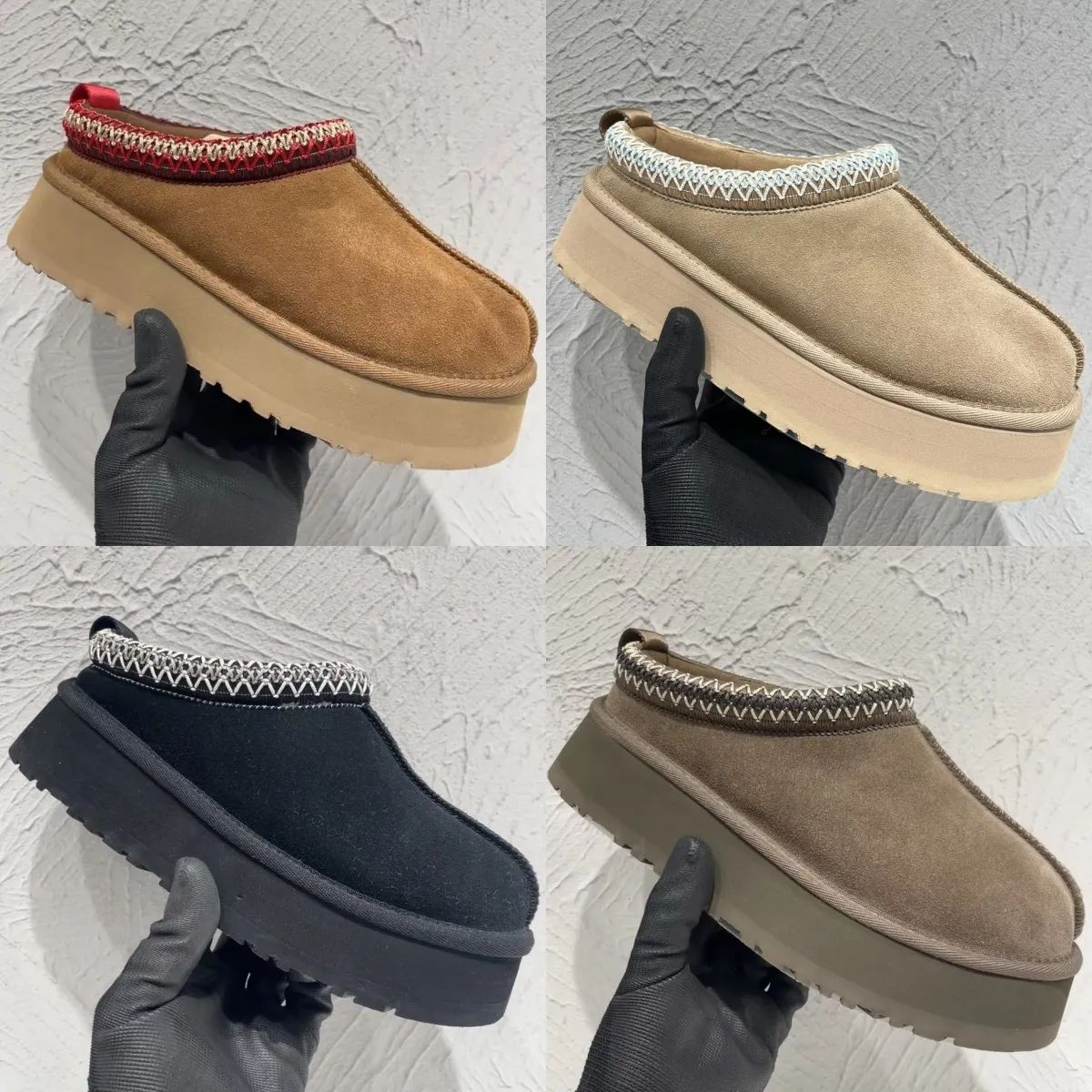 Tasman Platform Slippers Ankle Boot Designer Classic Ultra Ug Boot Sand Chestnut Fur Slides Snow Boots Winter Women Men Slip-on Suede Flats Upper-image-900002632