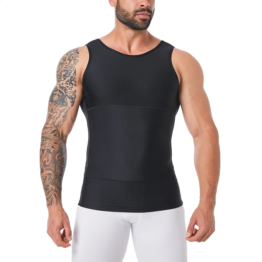 Mens Shapewear Hide Gynecomastia Compression Tank Tops Men Body Shaper Tummy Control Slimming Undershirt 240823