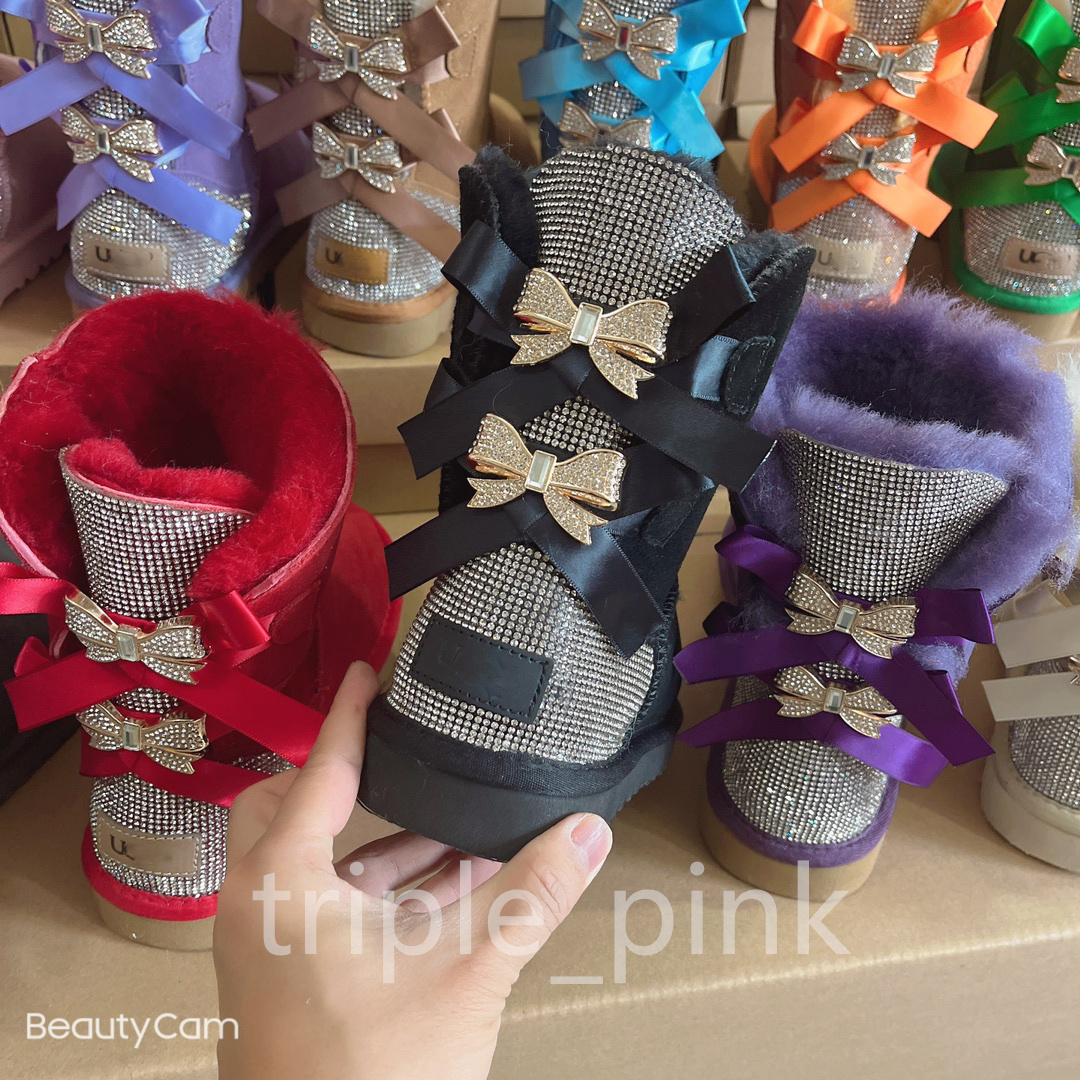Designer Boots with Bow Australia Boot Women Snow Boots Winter Warm Comfort Half Boots Black Beige Chestnut Red Black Pink Boot with Bowties