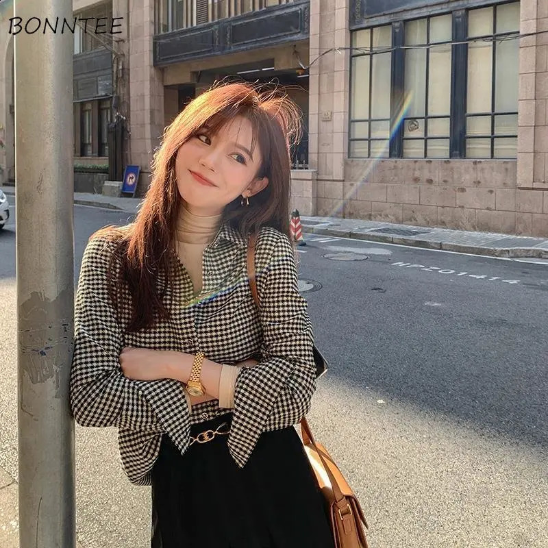 S-3XL plain weave shirt womens basic retro simple street clothing top fashionable casual BF OOTD Harajuku Ins fashion Year autumn 240822