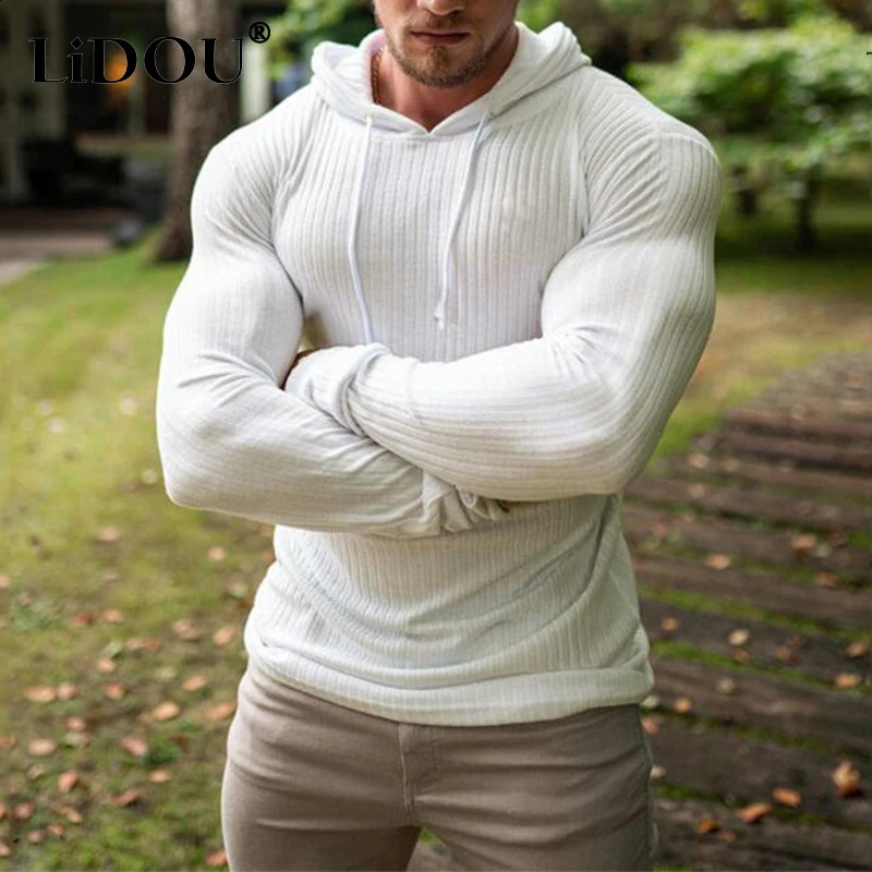 Autumn Winter Warm Turtleneck Hooded Sweater Men Slim Fit Male Pullover Solid Hoodies Classic Sweter Knitwear Pull Homme 240822