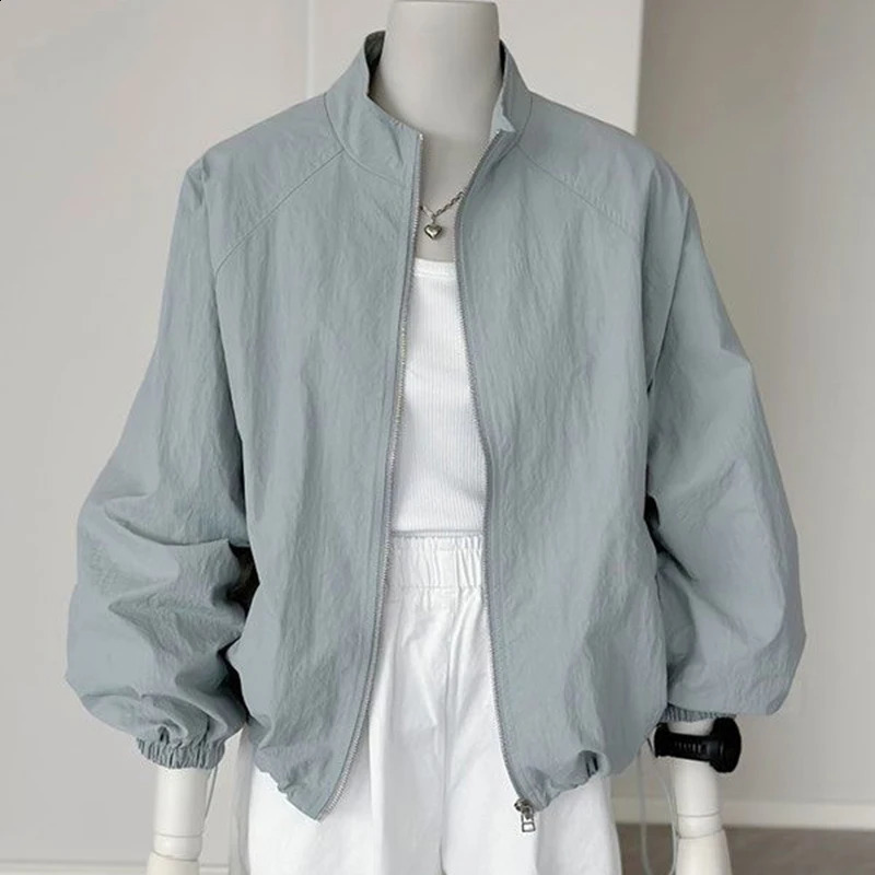Oversize Jackets Women BF Style Chic Harajuku Sun-proof Korean Windbreaker Jacket Coats Zipper Streetwear Autumn Outerwear 240823
