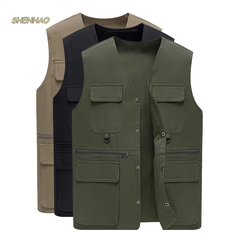 Mens Outdoor Vest Jacket Casual Waistcoat Sleeveless Work Vests Autumn Spring Summer Pographer Fishing 8 Pockets 240822