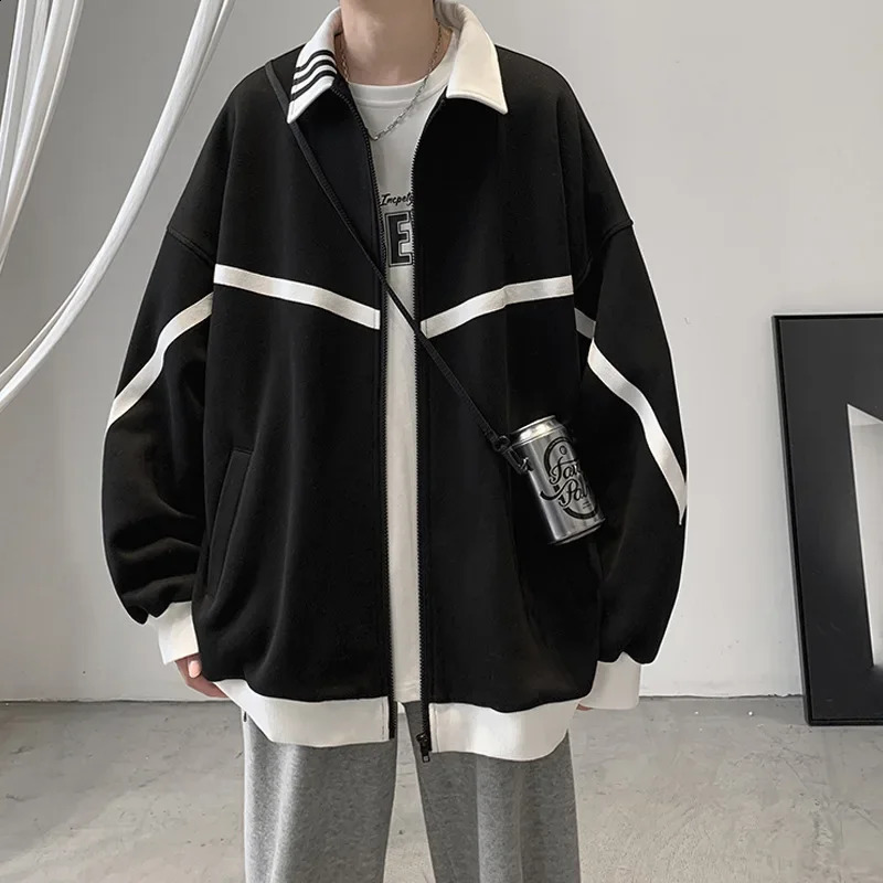 Trendy Loosefit Mens Jacket For Spring Autumn Stylish Hong Kong Style Casual Clothing Ins Korean Version Clothes 240823
