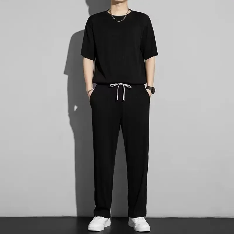 Simplegrey Japanese Style Mens Suit Short Sleeve High Quality Fashionable 2-piece Set Stylish Business Casual Wear 240822