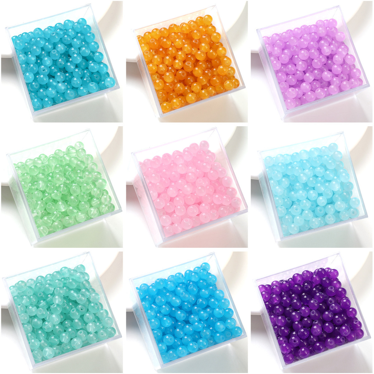 6mm DIY Glass Jelly Beads - Solid Colors, Imitation Jade for Making Necklaces & Jewelry-image-1013991624