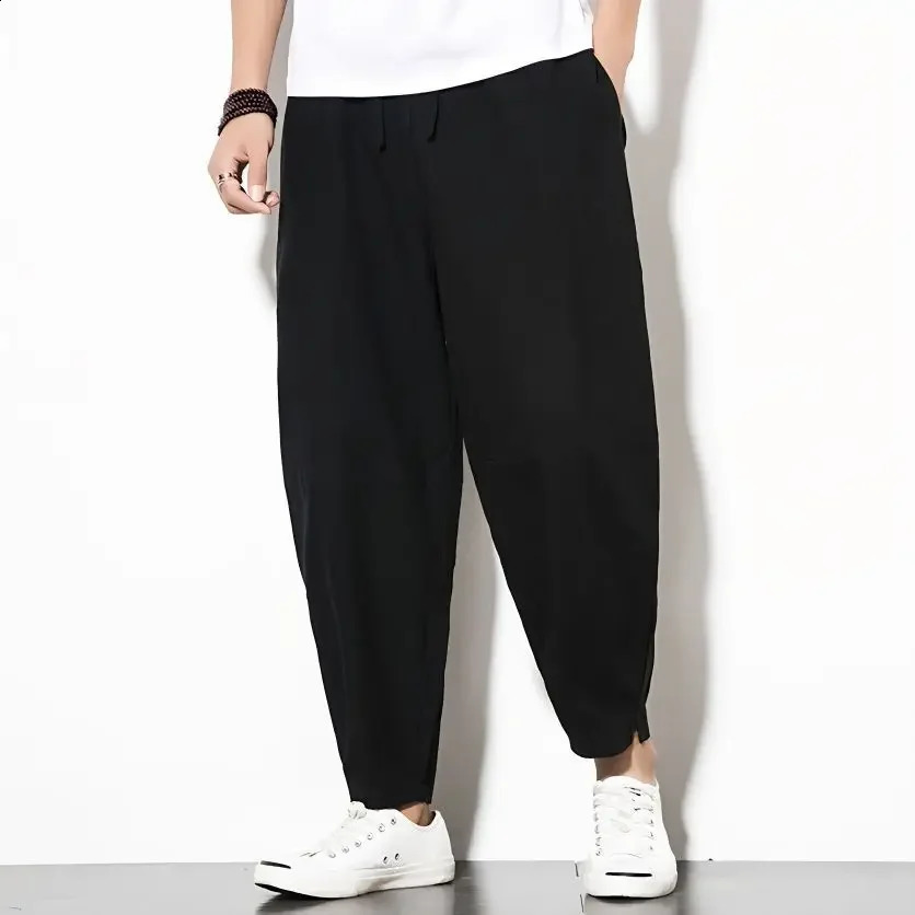 Loosefit Carrot Pants For Men Trendy Summer Thin Cropped Casual Versatile Harem Male Clothing 240822