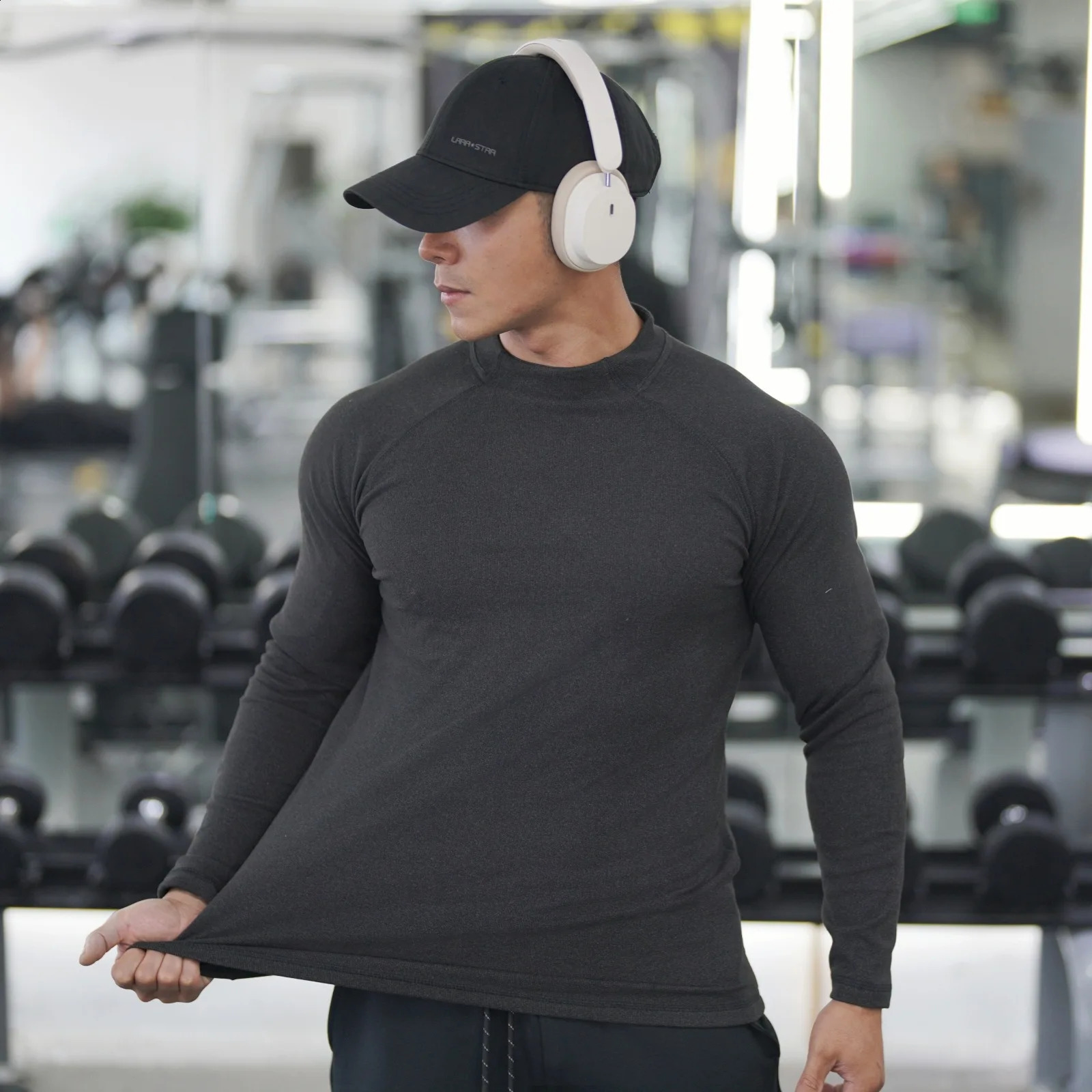 Hommes à manches longues thermiques semi-haut haut de cou couleurs décontractées couleurs modes d'automne tshirt hiver mass les sous-vêtements mi