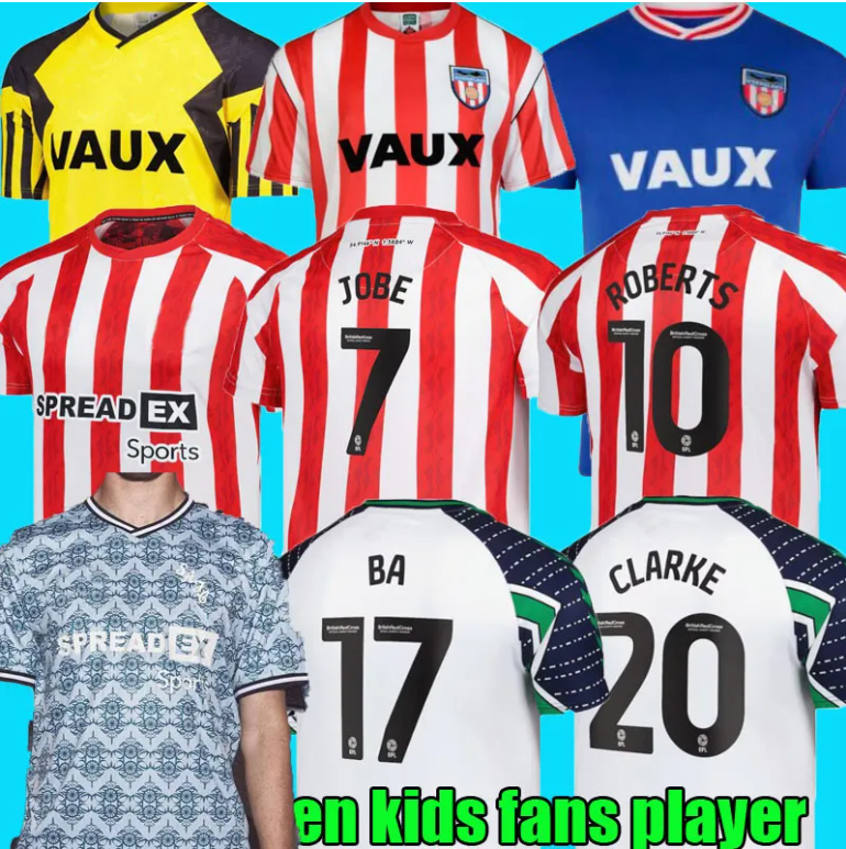 sunderland 24/25 third soccer jersey JOBE ROBERTS ba CLarke Ekwah 2024 2025 home away football shirts men kids kit 1990 05 06 retro long sleeve-image-863525718