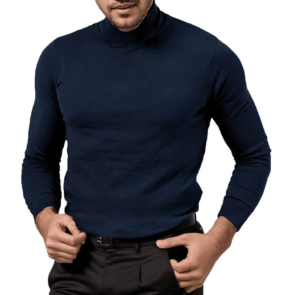 Men Sweat à manches longues et hiver à manches longues pour les hommes Pull à col roulé simple manteau de veste de haute qualité 240822