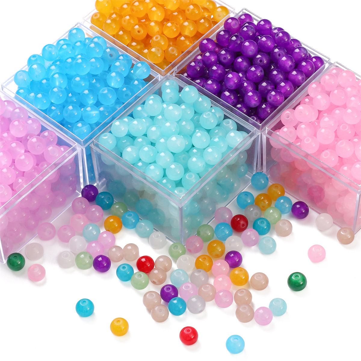 DIY Glass Jelly Beads Solid Color Imitation Jade for Crafting Necklaces and Other Jewelry Projects-image-1013991448