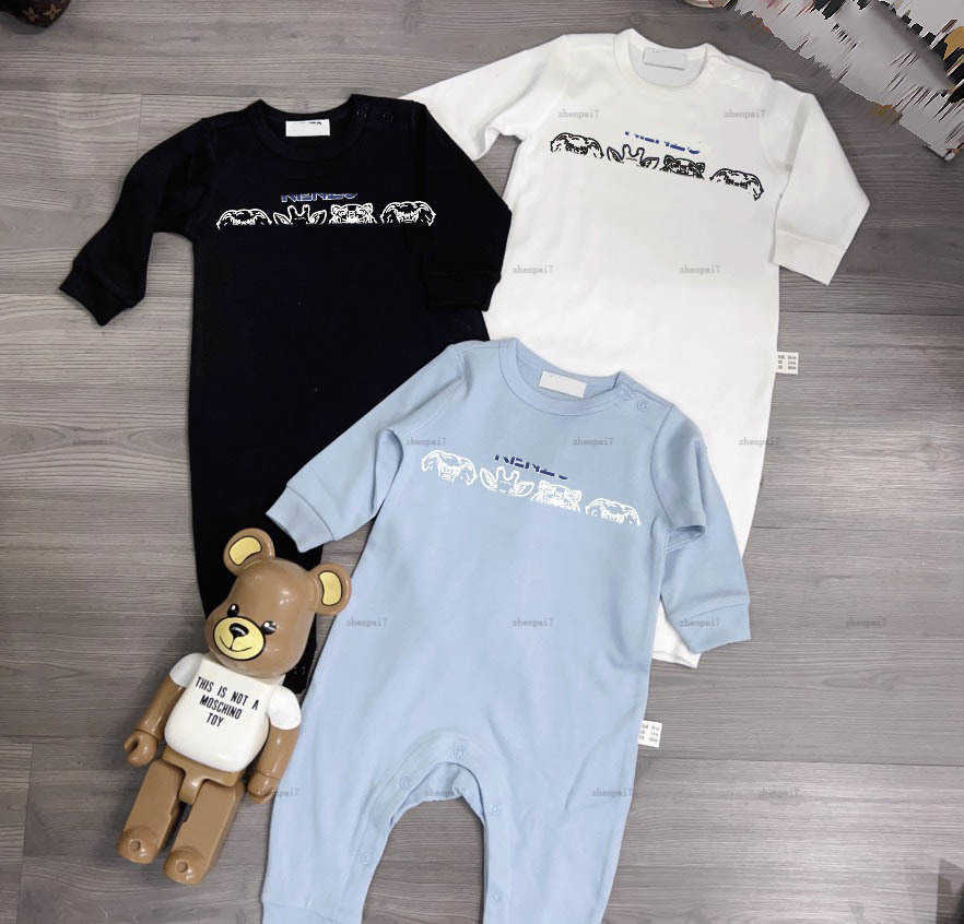 Top infant jumpsuits minimal design boys girls Plush set Size 59-90 Letter logo printing newborn baby Crawling suit-image-1015297393