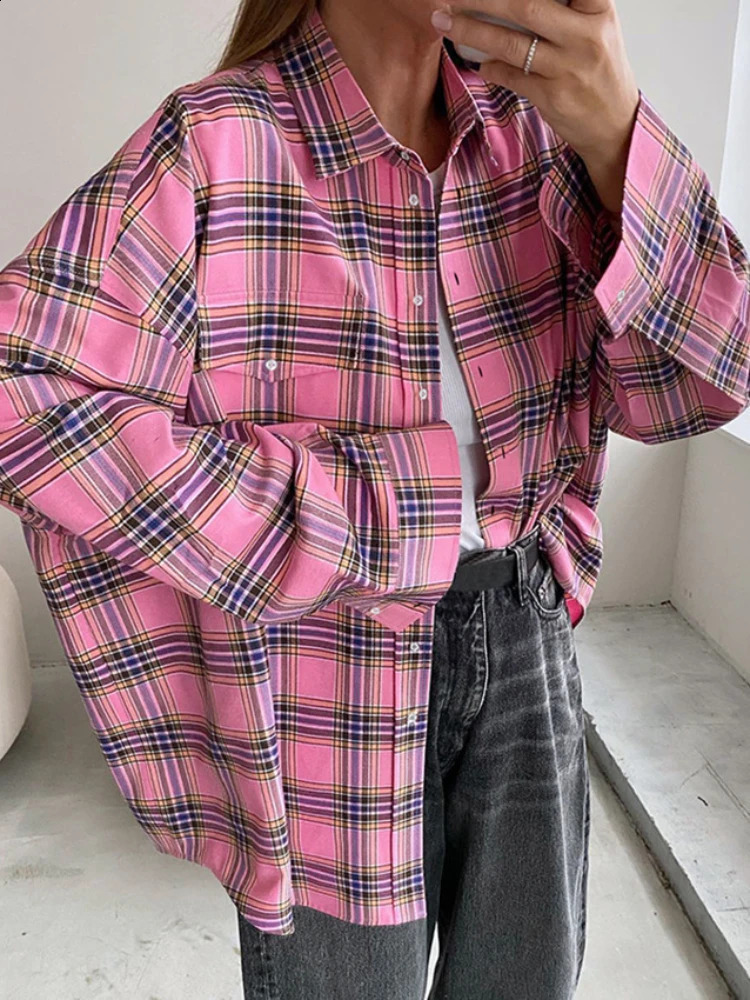2024 printed plain weave womens shirt Korean fashion lining cardigan oversized long sleeved loose womens plain weave shirt button 240822