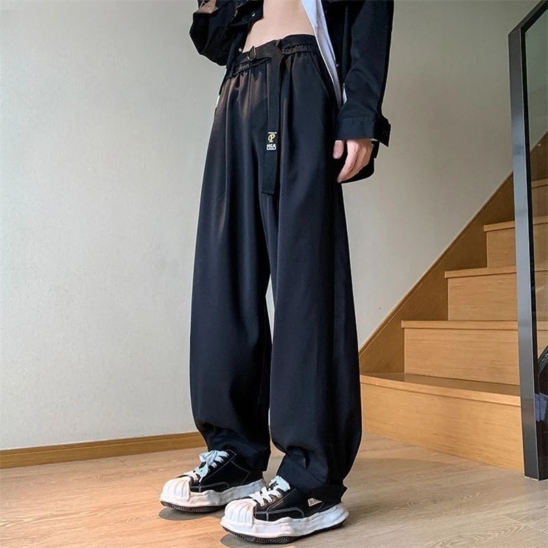 Pantalon de sport mâle mince pantalon de sueur à hommes droits plaine goth sweat-shirt sweat y2k coréen y2k à grande taille y240822