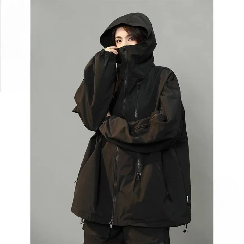 Cardan Road Autumn and Winter Waterproof Thickened Hardshell Jacket for Women Men To Wear A Long Casual Hooded Loose 240822